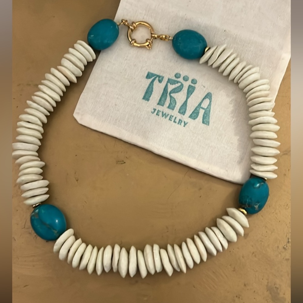 African bead and turquoise necklace